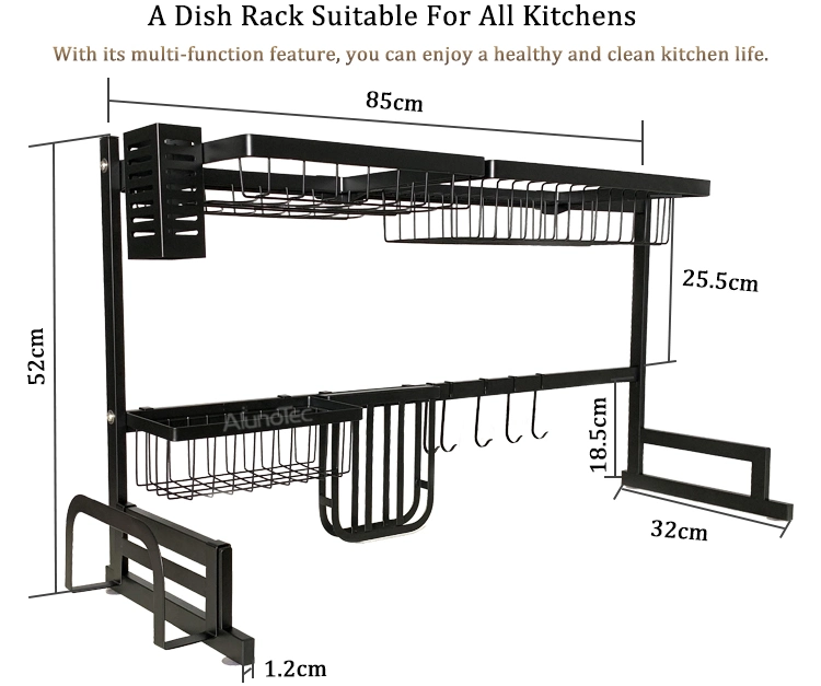 Easy DIY Adjustable Stainless Steel Stand Storage Shelf Over Sink Dish Drying Kitchen Rack