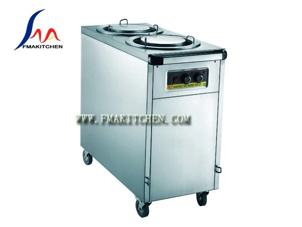 Two Columns Plate Warmer Cart/ Electric Dish Warmer, All Stainless Steel, Wood & Stainless Steel