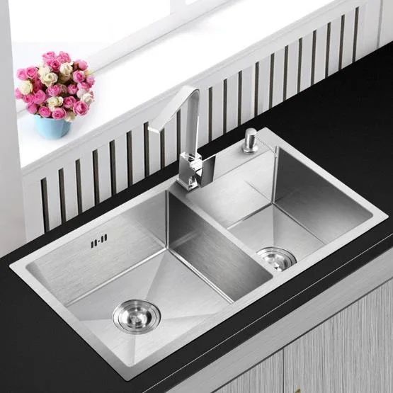 Sink Manufacturer 304 Stainless Steel Sink Kitchen Dish Basin Thickened Handmade Sink with Faucet
