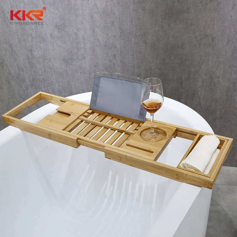 Bath Caddy Tray Bamboo Adjustable Organizer Tray for Bathroom with Free Soap Dish