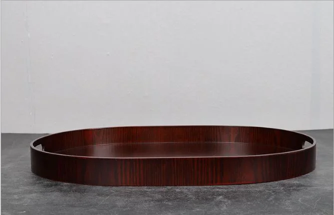 Wooden Irregular Oval Dinner Plate Storage Tray