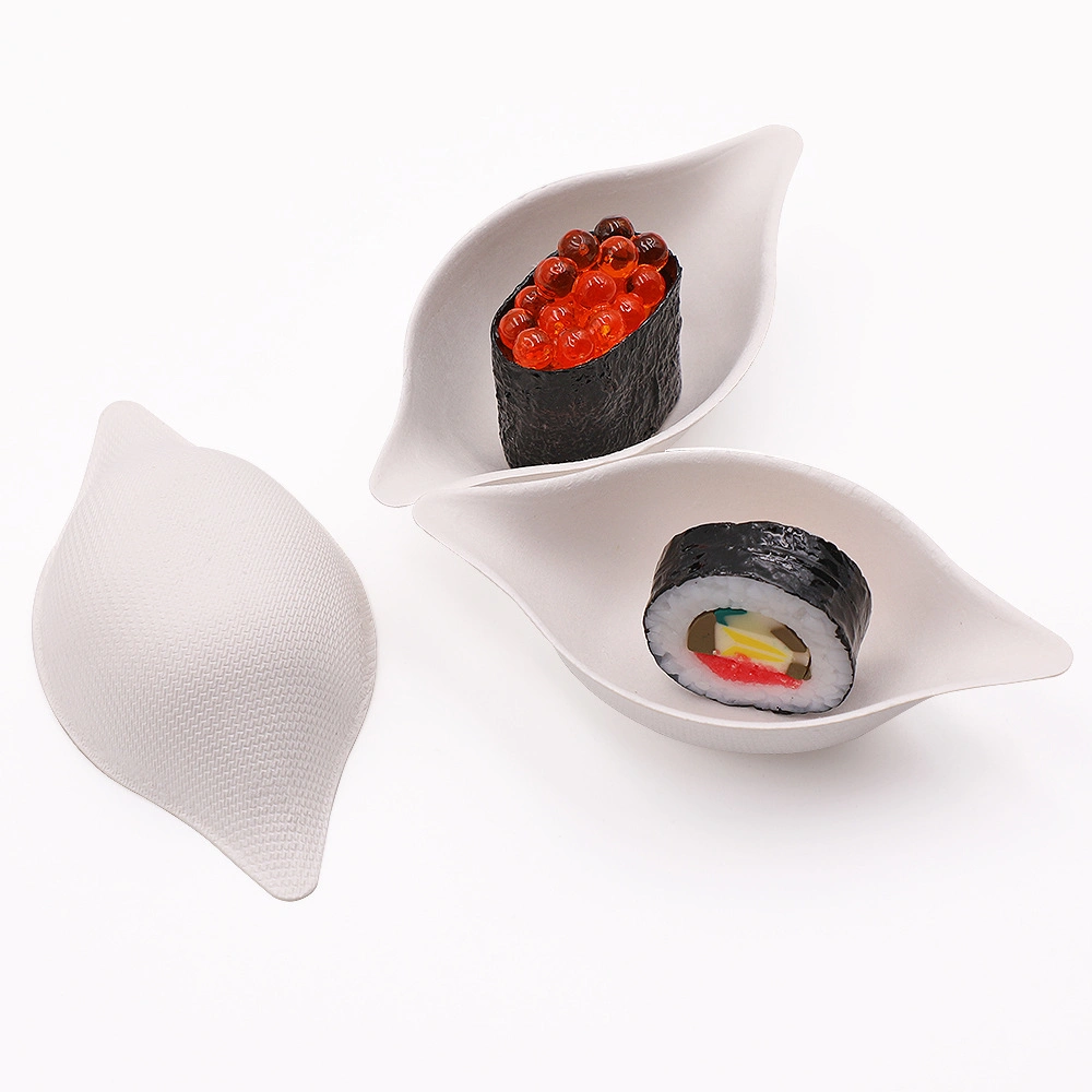 Biodegradable Sugarcane Lemon Shape Mini Tableware Fruit Dish Disposable Bagasse Paper Dish Salad Sauces Tray