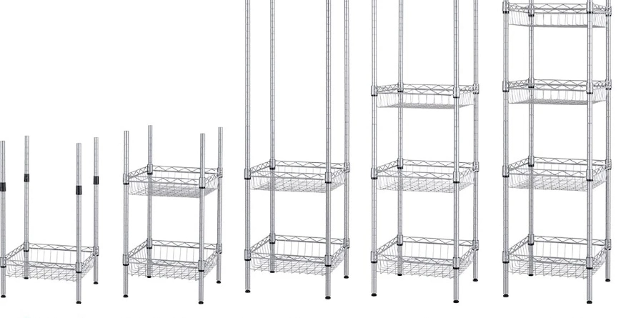4 Layers Pantry Can Organizer Wire Baskets Shelving Kitchen Storage Rack with Wheels
