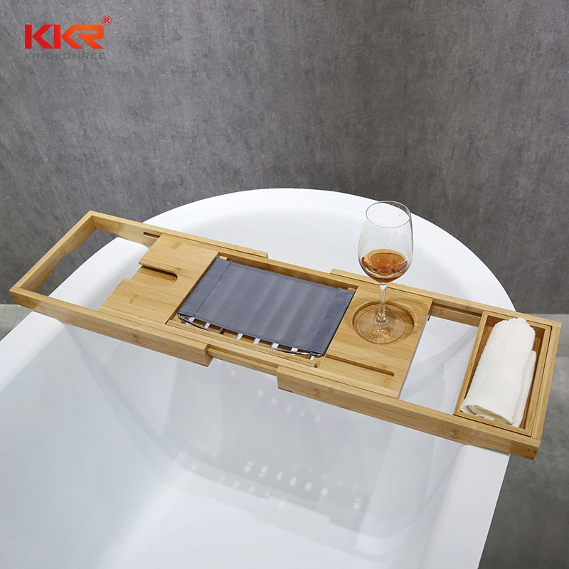 Bath Caddy Tray Bamboo Adjustable Organizer Tray for Bathroom with Free Soap Dish