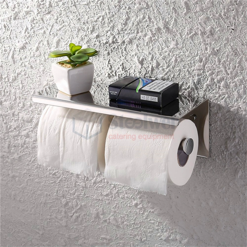 Metal Toilet Mobile Phone Towel Dispenser Hanger Paper Holder with Shelf