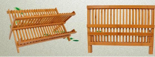 Collapsible Compact Dish Drying Rack Bamboo Dish Drainer
