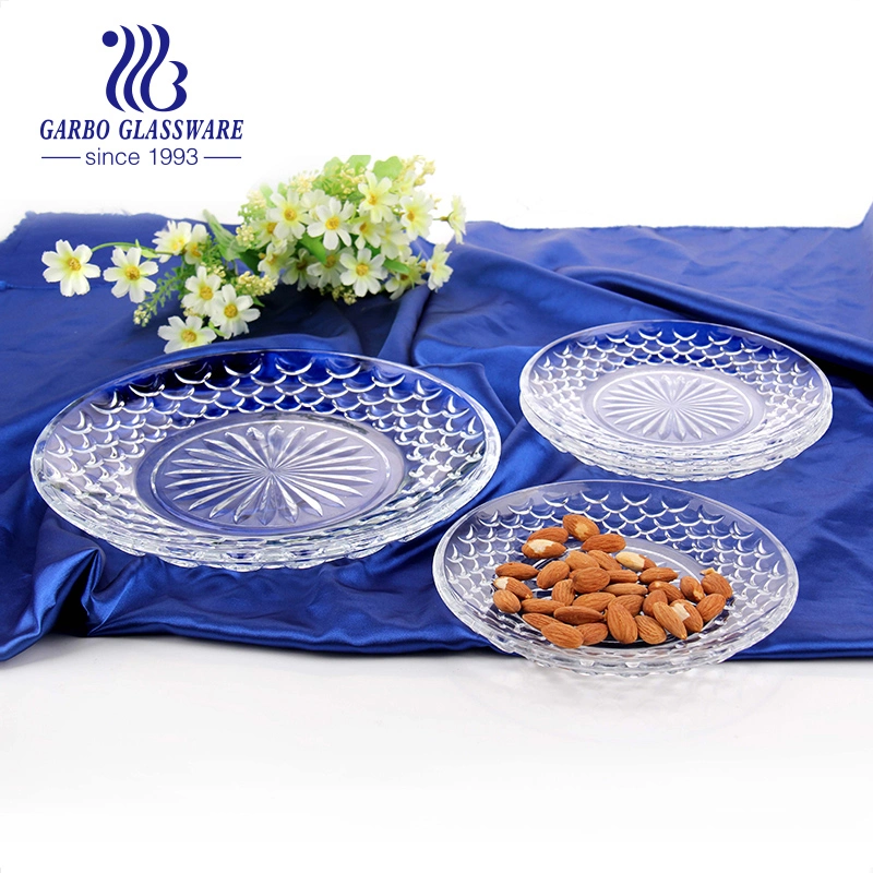 Glassware Factory in Stock Multi Sizes Small Medium Large Glass Flat Plate Dish for Food Serving