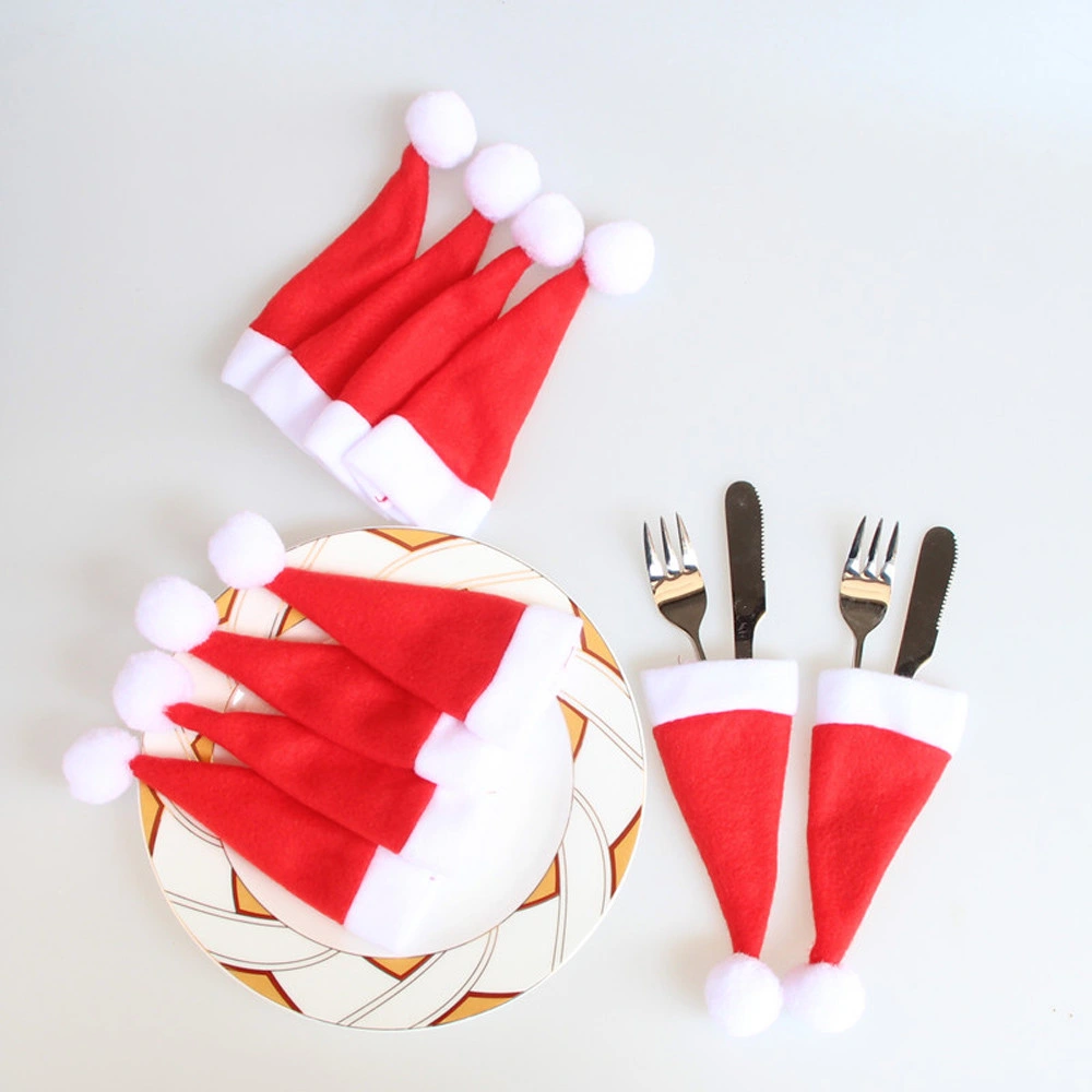10PCS Decorative Christmas Hat for Cutlery Holder Table Decorations Dinner Party Home Gift Drop Shipping Jl26