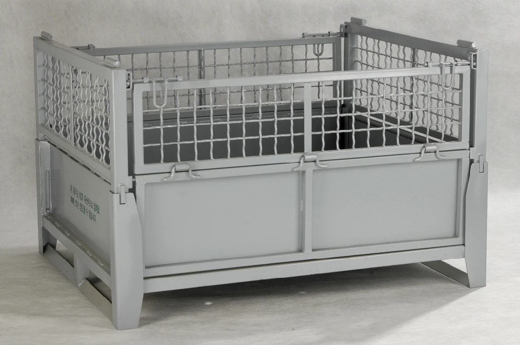 Collapsible Heavy Duty Transport Stacking Steel Box Metal Container Storage Wire Mesh Cage