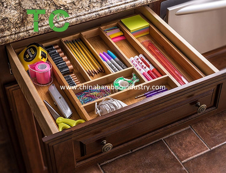 Wholesale Bamboo Kitchen Drawer Organizer Expandable Utensil Drawers Organizer Adjustable Cutlery and Utensil Tray