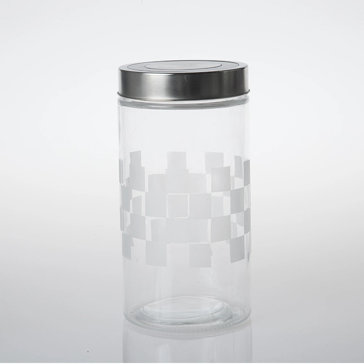 Transparent Kitchen Glass Preserving Storage Jar Clear Glass Food Containers with Metal Lid