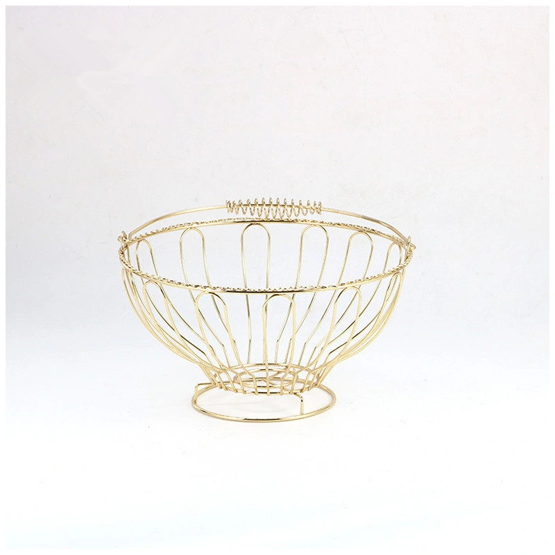 Fashion Creative European Style Exquisite Wire Process Electroplating Hollow Metal Fruit Basket Tray