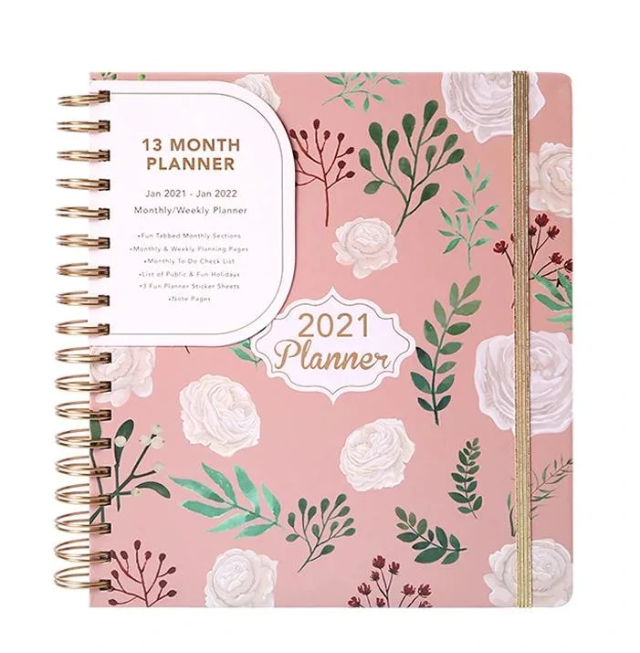 A5 Weekly Planner Metal Wire Spiral Rose Pink Gold Lovely Notebook