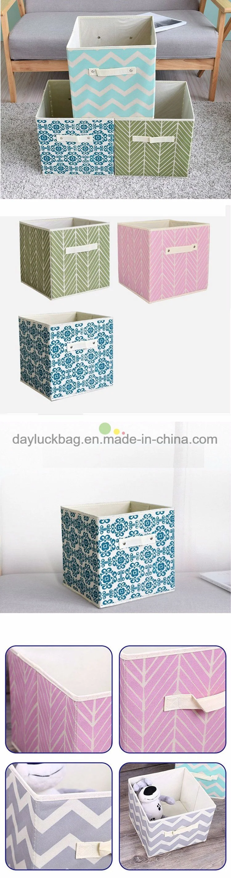 OEM Custom Made Fabric Toy Storage Bins for Kids Toy Storage Organizer Cube Box