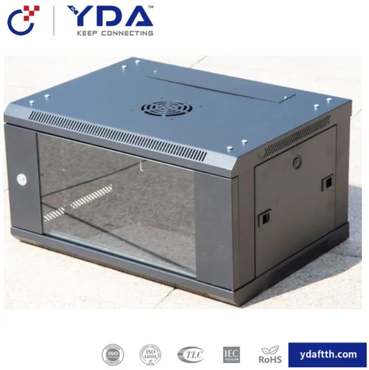 Wall Mounted Black Cold Rolled Steel Telecom Internet Server Cabinet with Front Door and Side Door