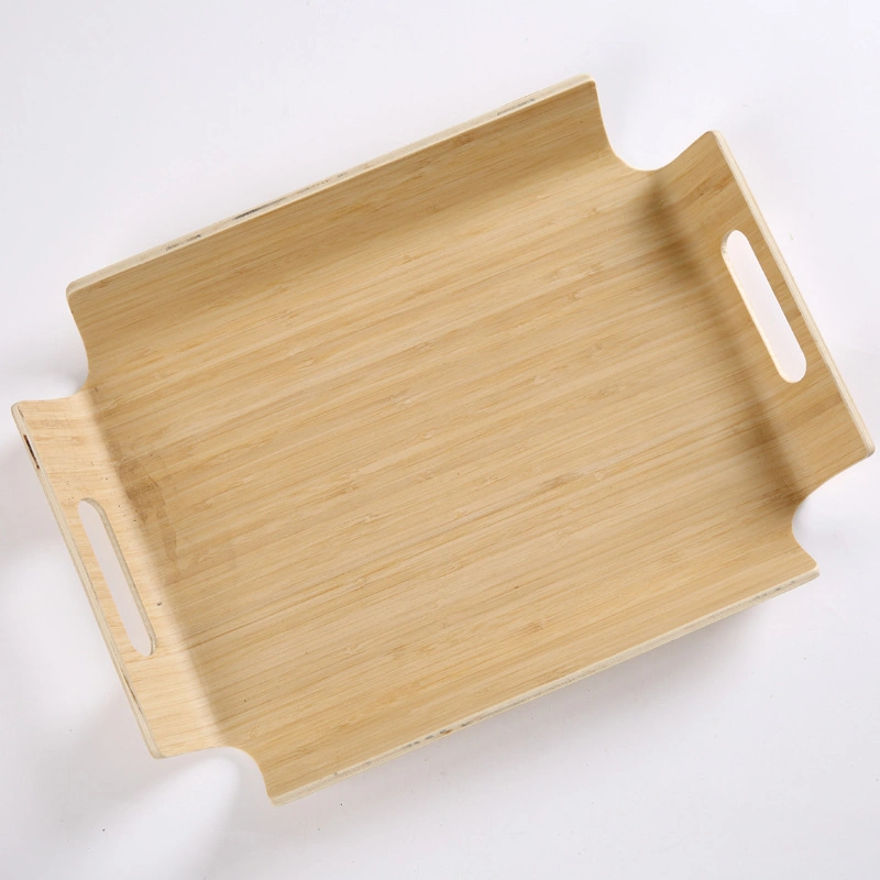Bamboo Wood Serving Tray with Handles for Food, Breakfast Tray, Party Platter, Nesting, Kitchen and Dining