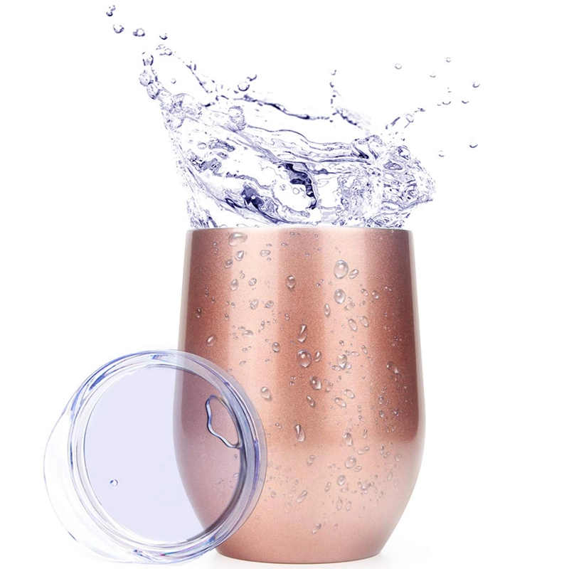Stainless Steel Vacuum Insulated Wine Glass Tumbler Mug with Lid