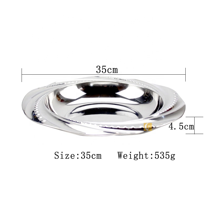 35cm Stainless Steel Dish or Round Food Dish Plate Soup Basin