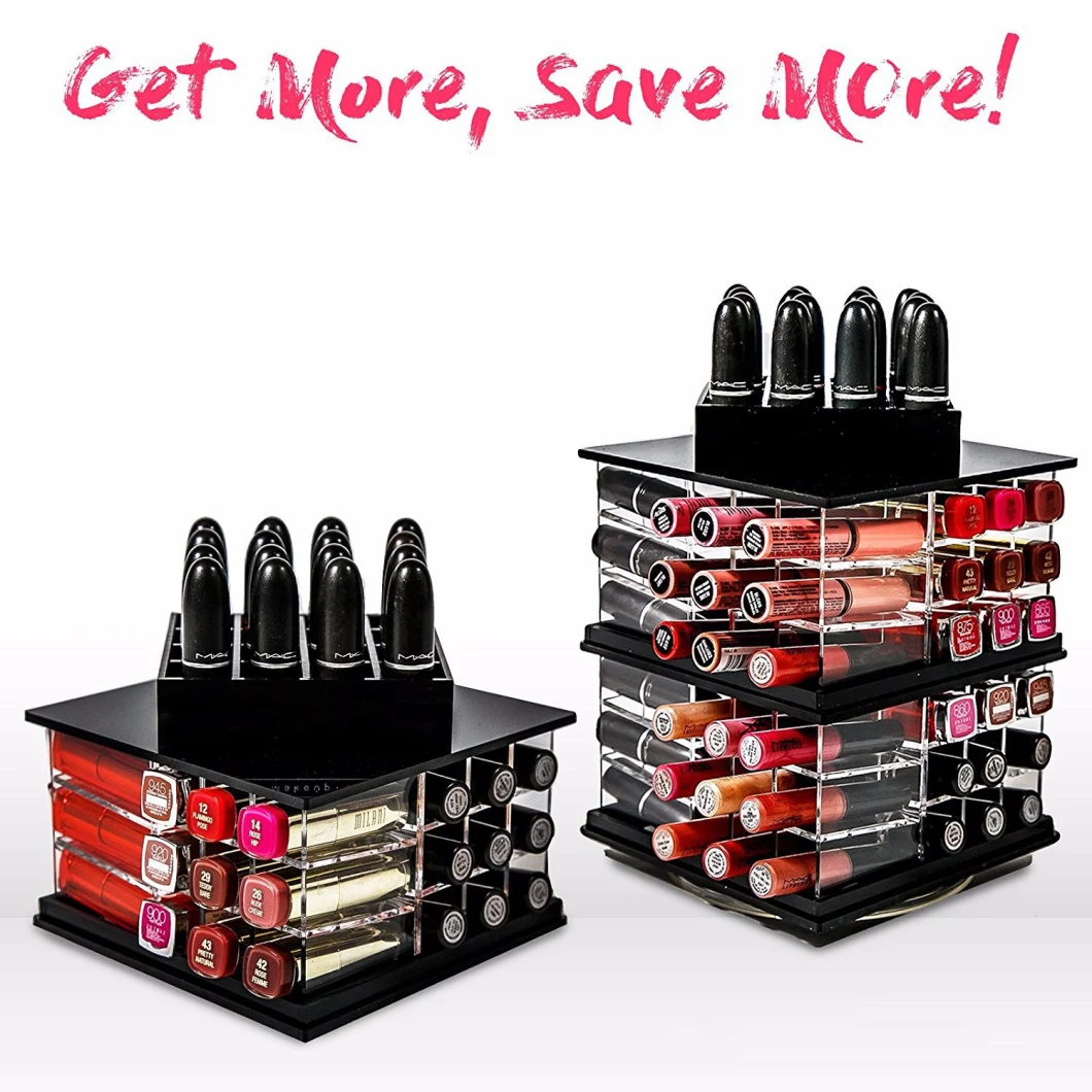 Spinning Lipstick Holder Acrylic Makeup Organizer 52 Clear Large Storage Slots