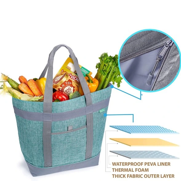 Shopping Baskets with Handles Collapsible Grocery Shopping Bag Fabric Lightweight Insulated Foldable Picnic Basket