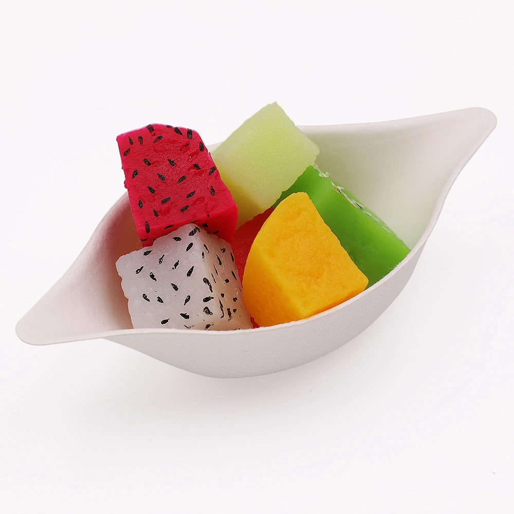 Biodegradable Sugarcane Lemon Shape Mini Tableware Fruit Dish Disposable Bagasse Paper Dish Salad Sauces Tray