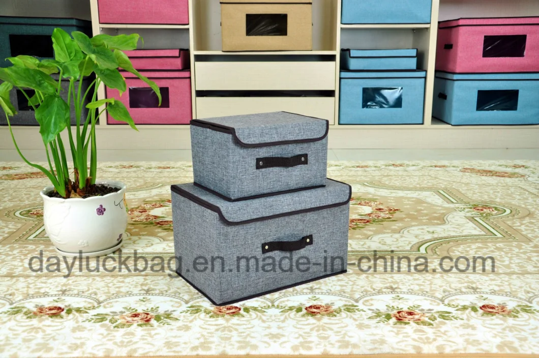 Home Organizers Fabric Covered Non Woven Cardboard Foldable Storage Boxes