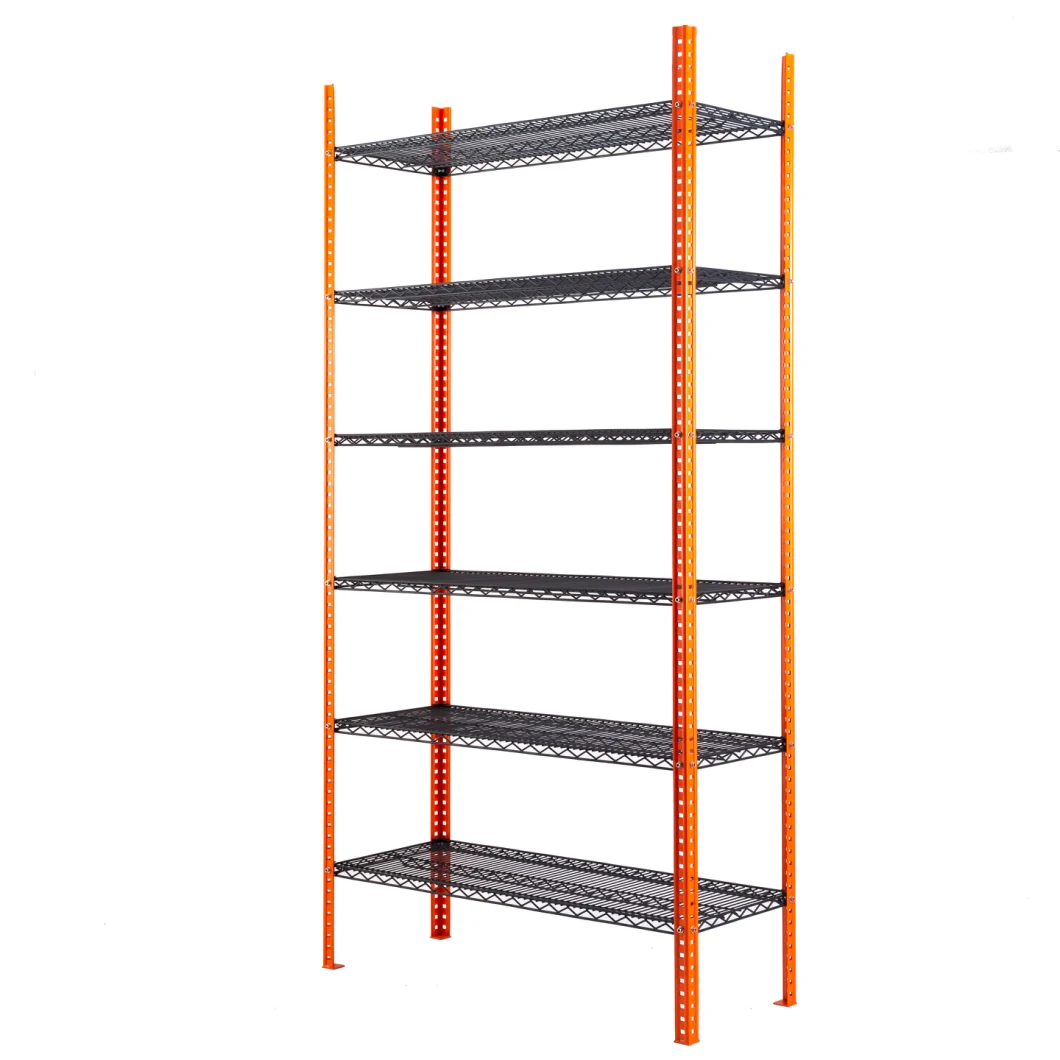 6 Tier Epoxy Orange and Black Color Wire Mesh Shelf