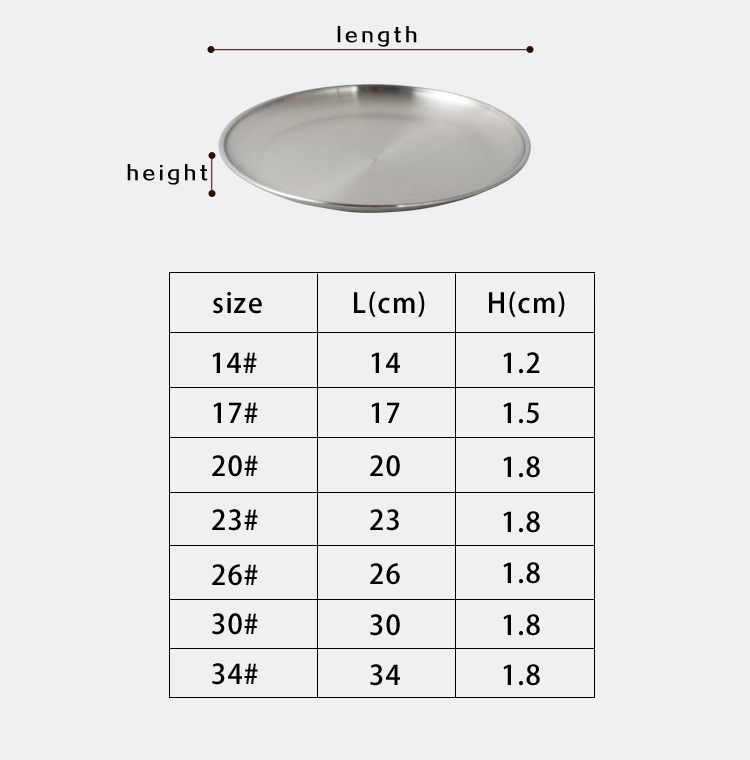 Korean Stainless Steel Meat Tray 201 Custom Serving Shallow Pizza Tray Barbecue Dish