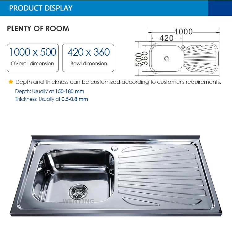 10050 China Heat Sink Stainless Steel Kitchen Sink Copper Display Sink Wy10050b