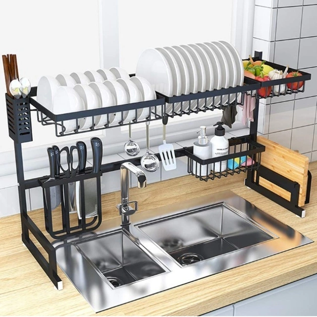 Stainless Steel 201 Black Dish Drying Rack Over Sink
