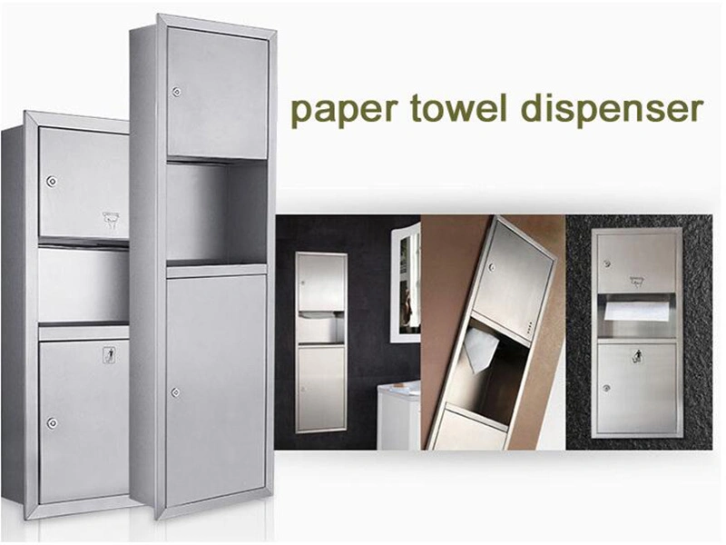 High Quality Bathroom 304 Stainless Steel Toilet Paper Holder Tissue Towel Dispenser with Waste Bin