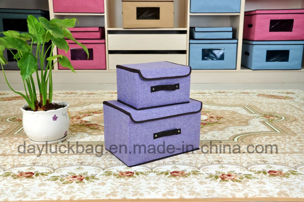 Home Organizers Fabric Covered Non Woven Cardboard Foldable Storage Boxes