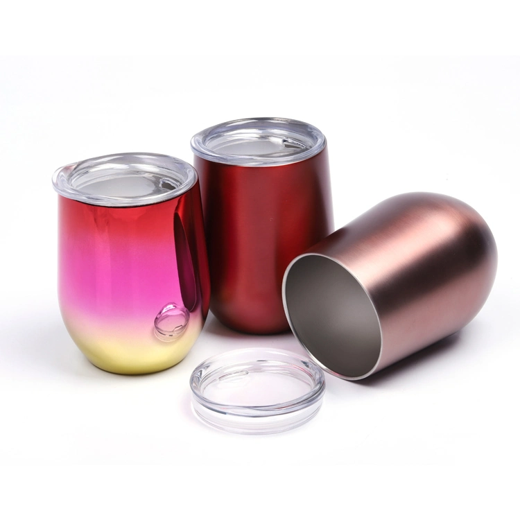 Stainless Steel Vacuum Insulated Wine Glass Tumbler Mug with Lid