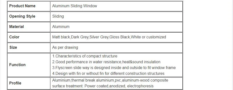 Residential Aluminium Sliding Windows with Tempered Glass Black Powder Coated