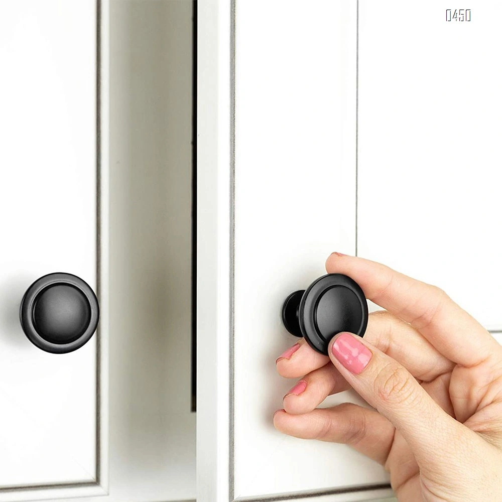 Flat Black Kitchen Cabinet Knobs 1-1/4 Inch Round Drawer Handles - Kitchen Cabinet Hardware