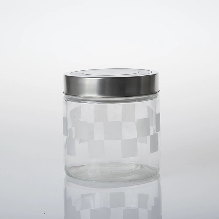 Transparent Kitchen Glass Preserving Storage Jar Clear Glass Food Containers with Metal Lid