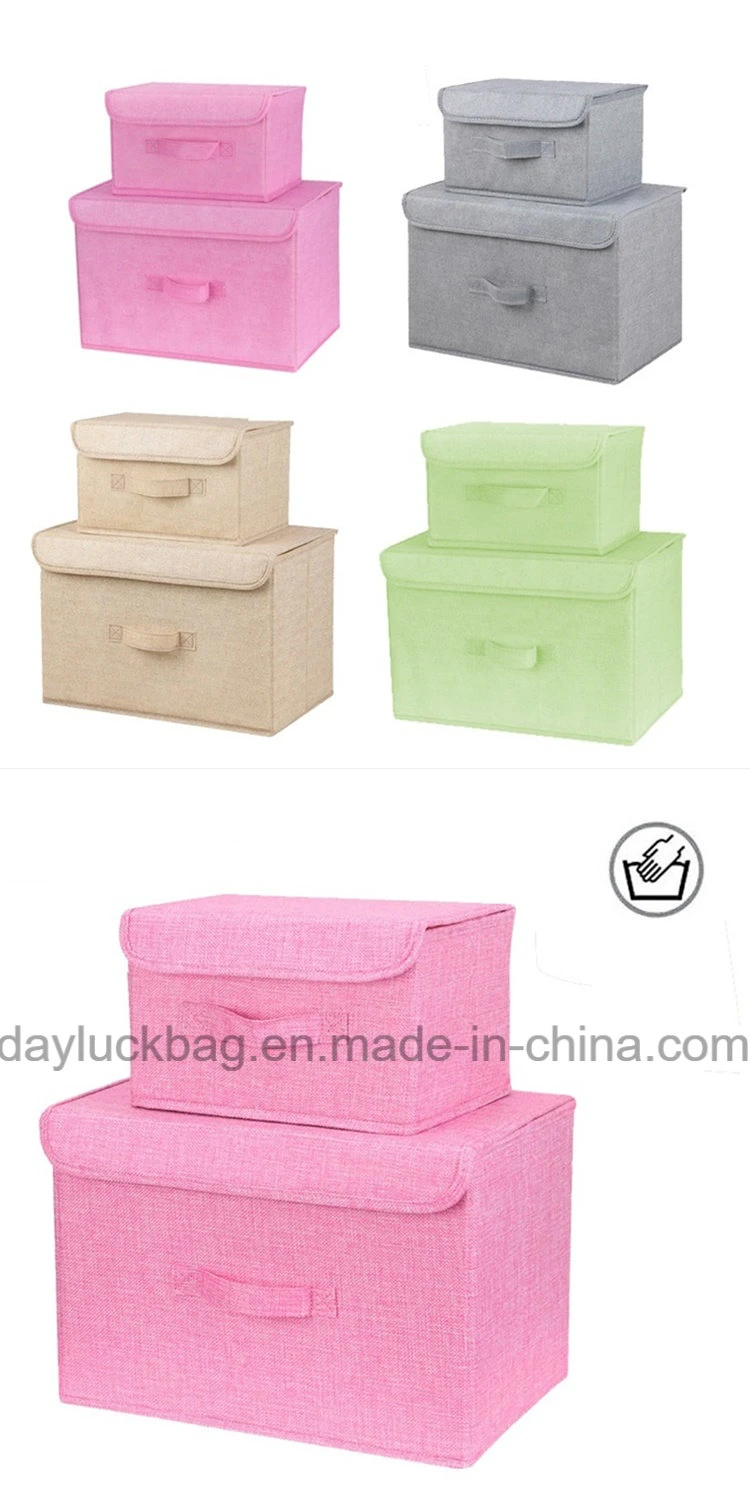 Non Woven Cardboard Rectangle Clothes Storage Cube Basket Box with Lids