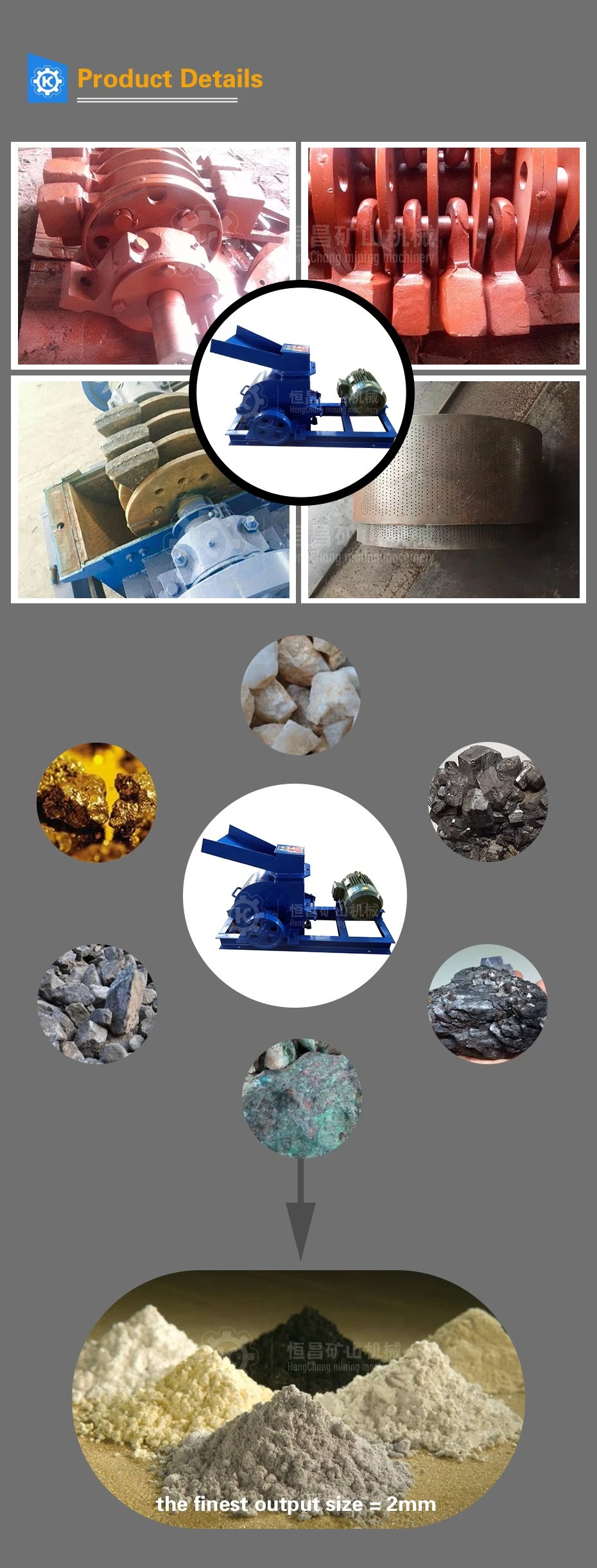 Diesel Motor Hammer Mill Mineral Breaking Machine Quarry Rock Crusher Gold Crusher Production Line