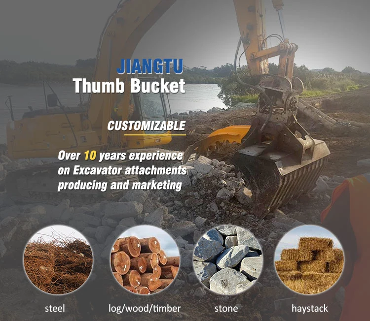 Excavator Attachment Hydraulic Grab Thumb Bucket Excavator Thumb for 1-30t Excavator
