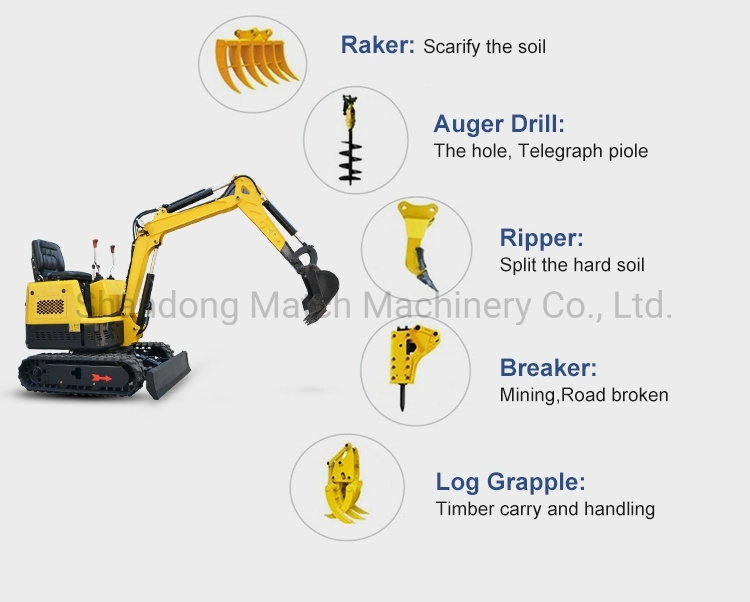 Construction Machinery Tracked Excavator Small Digger EPA Approved China 800kg Mini Excavator with Hammer