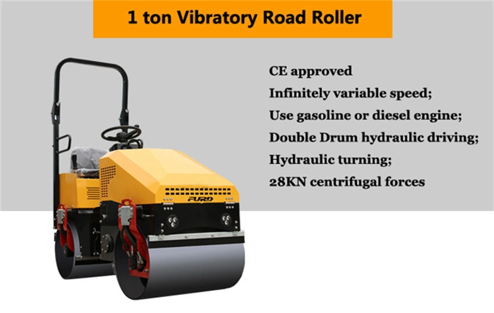 1000 Kg Mini Hydraulic Vibratory Roller Compactor for Asphalt Compaction (FYL-890)