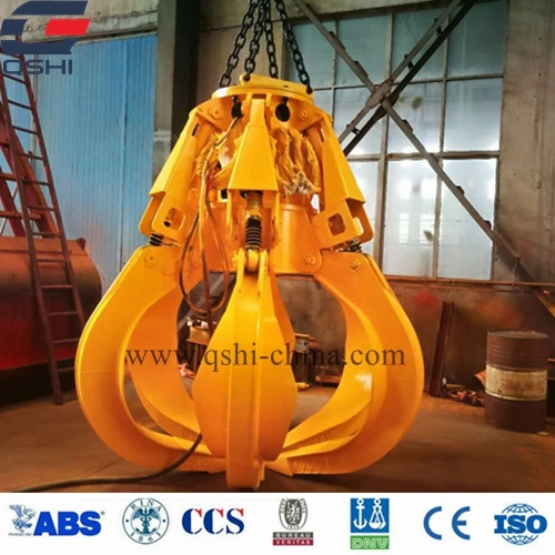 Qshi Brand Electric-Hydraulic Orange Peel Rubbish Grab/Scrap Steel Grab Used at Power Plant