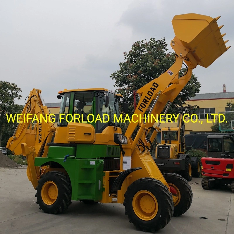 Forload Telescopic Backhoe Loader with Hammer and Auger, Mini Tractor Loader with 4in1 Bucket