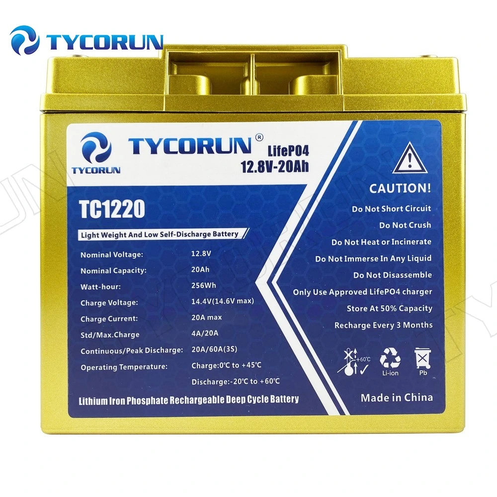 Tycorun 20ah LiFePO4 Portable Solar Panel Battery Rechargeable 12V Lithium Ion Battery Pack