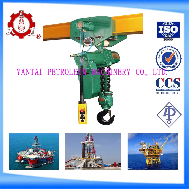 Heavy Duty 50ton Pulling Force Upper Hooked Air Hoist with Air Trolly with Air Trolly