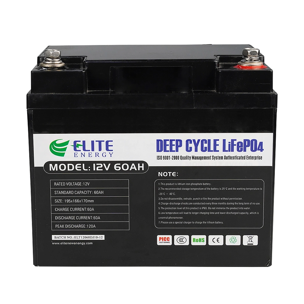 Elite Lithium Ion 12V 60ah LiFePO4 LFP Battery for Solar Street Light/Back up Power