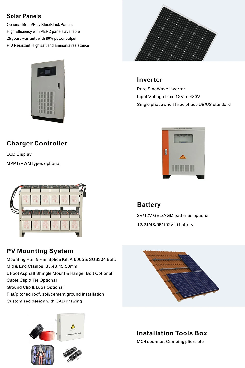 Easy Installation 200kw Solar Battery off Grid System with Energy Storage
