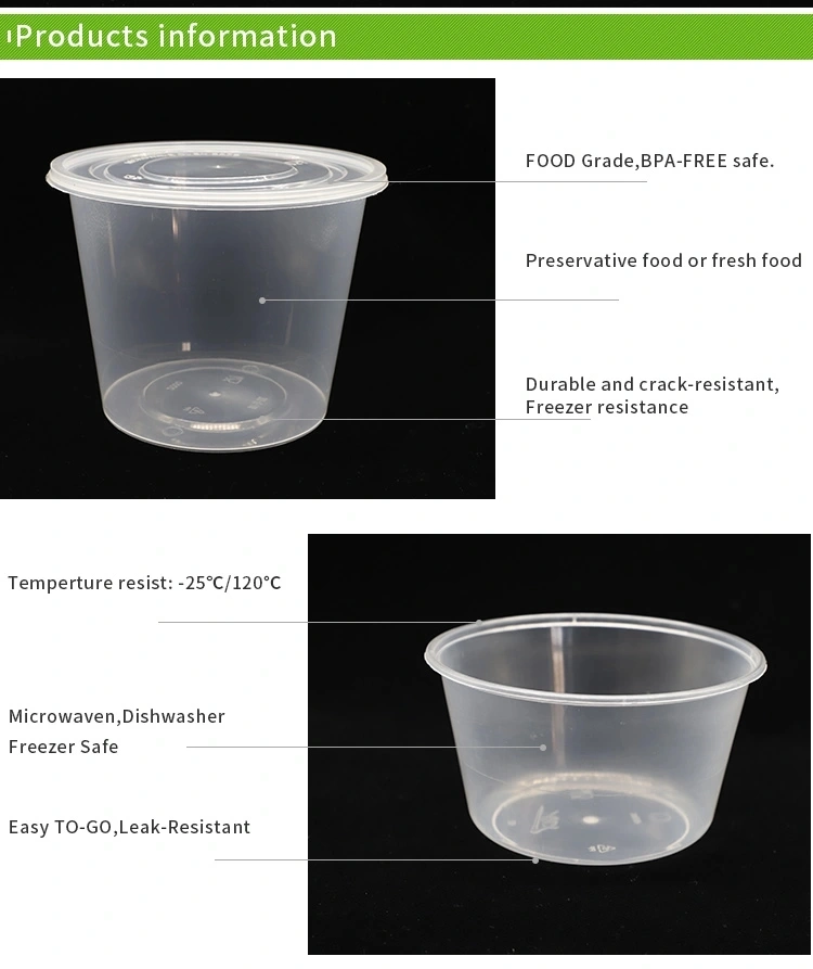 BPA Free Disposable Plastic Microwave Safe Restaurant PP Take out Take Away Food Container in Stock