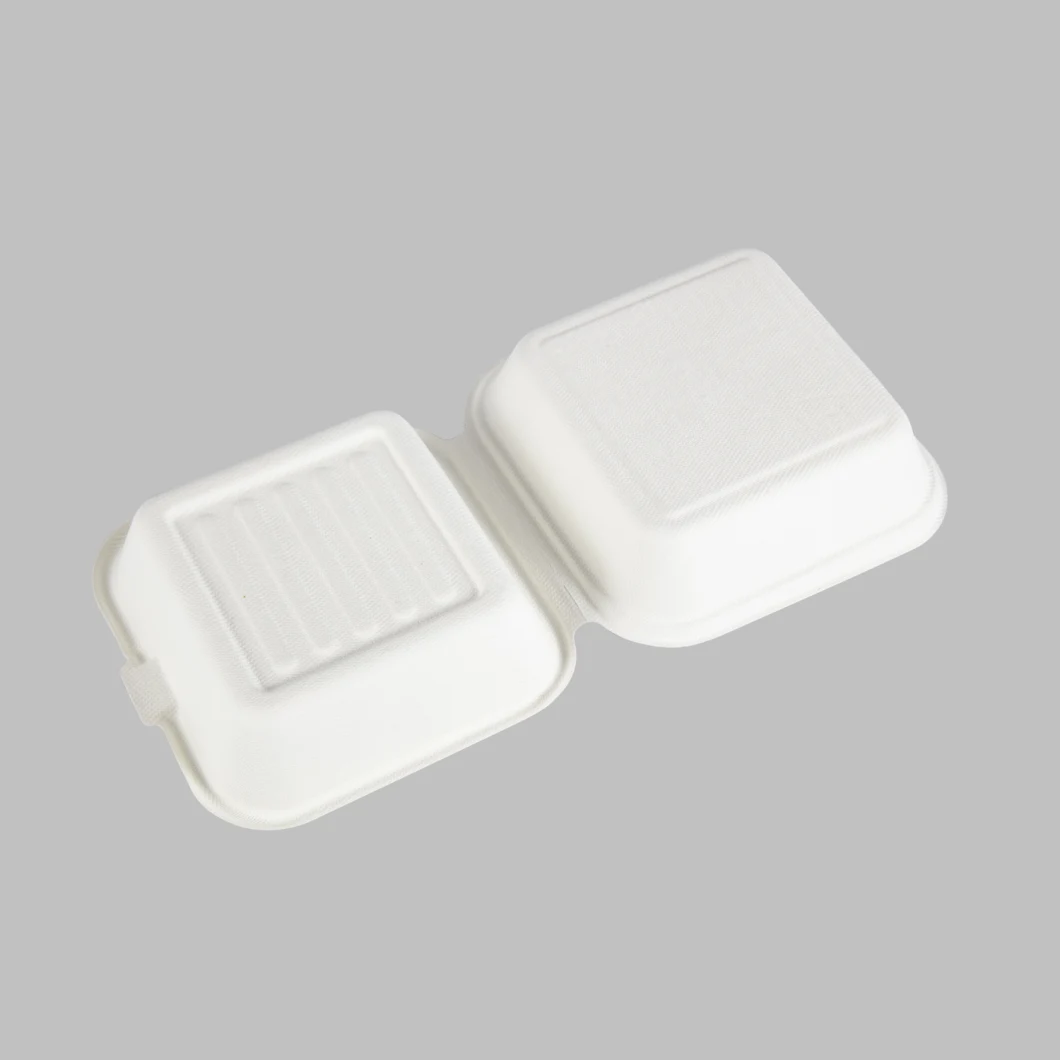 100% Sugarcane Pulp Bagasse Restaurant Fast Food Container Take Away Box 3 Compartment Food Container