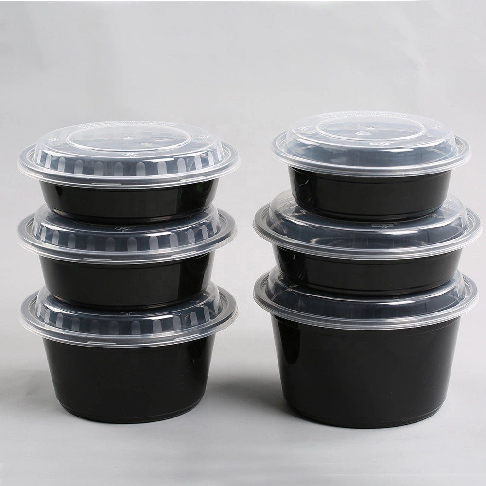 Black Round Microwaveable Take Away/Food Delivery Food Container Disposable Plastic Container
